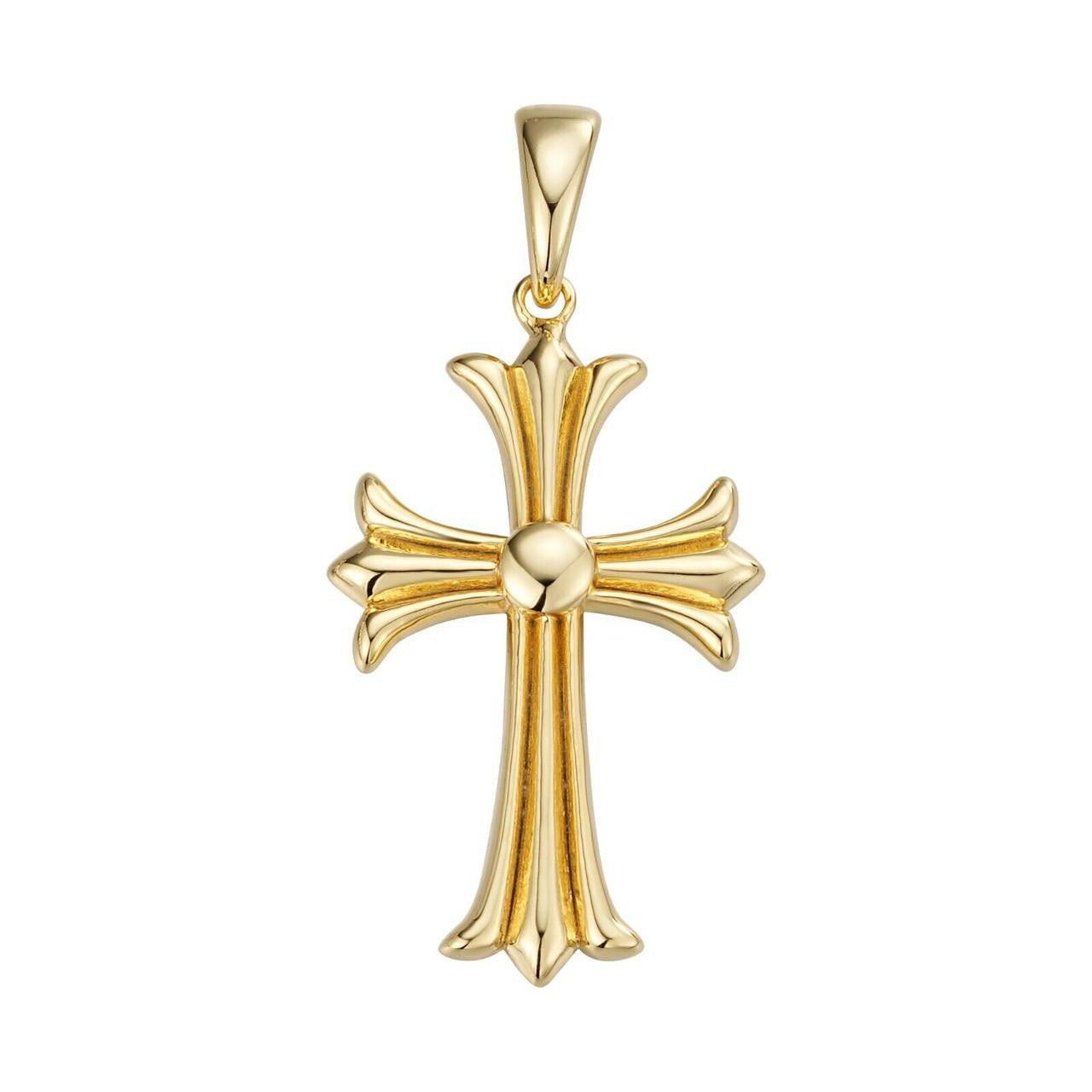 Hearts Chrome Cross Pendant - 14k Gold Vermeil 925 Silver - 3