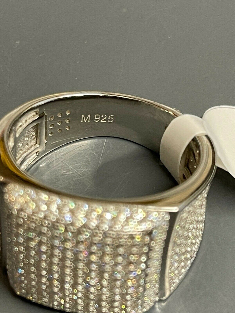 Italiano Silver, Inc Mens Solid 925 Silver MOISSANITE Pass Diamond Tester Square Pinky RING Hip Hop