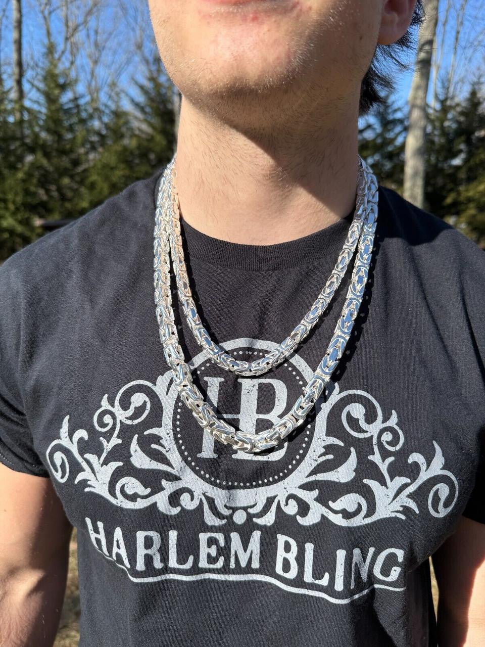 Italiano Silver, Inc. Modern Byzantine Link Chain Necklace W. Box Lock - 925 Sterling Silver - 18"-28" - 5mm-10mm