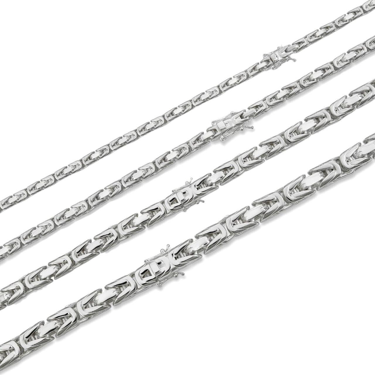 Modern Byzantine Link Chain Necklace W. Box Lock - 925 Sterling