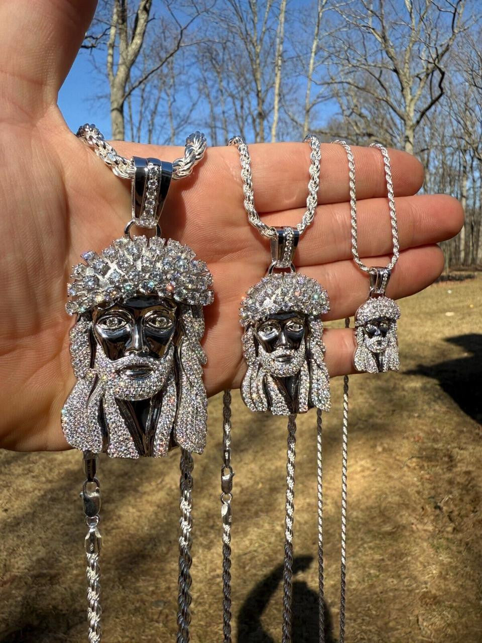 Italiano Silver, Inc. MOISSANITE Tito Biggie Smalls Kufi Jesus Piece Pendant - 925 Silver - 3 Sizes 1"-2.5"