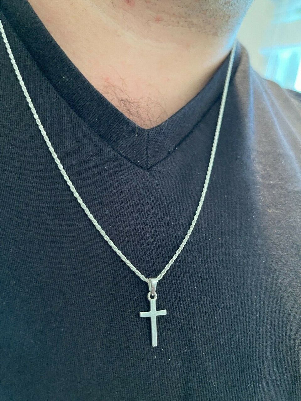 Italiano Silver, Inc Tiny Ladies 0.5 Plain Cross Pendant Solid 925 Sterling Silver 14k Gold Necklace