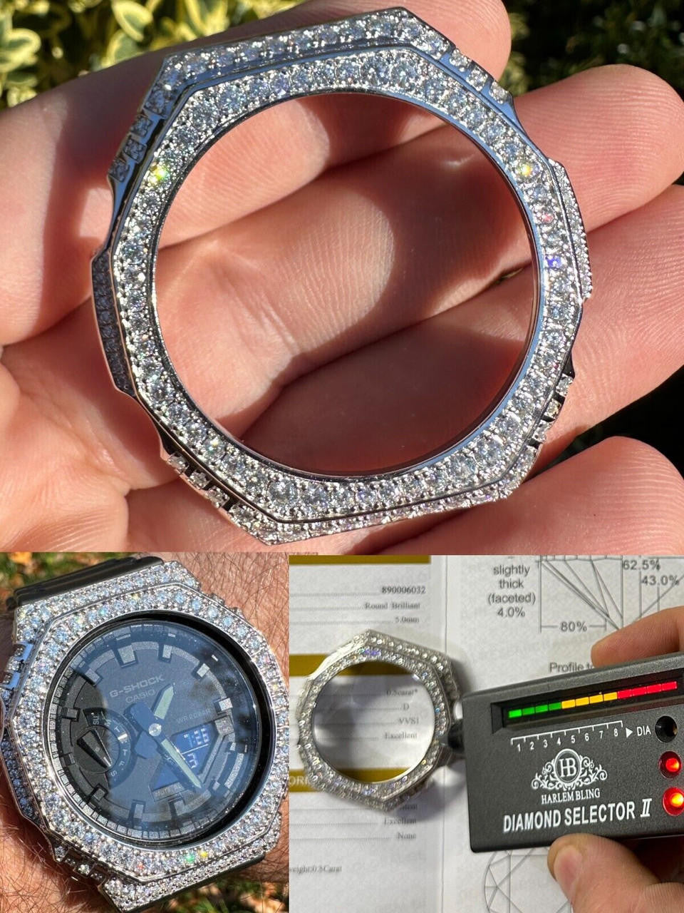 MOISSANITE Iced BEZEL Kit To Ice Out Casio G Shock GA-2100 Watch