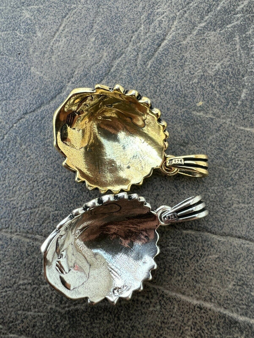 Real 925 Sterling Silver / Gold Indian Head Chief Headdress Pendant Necklace