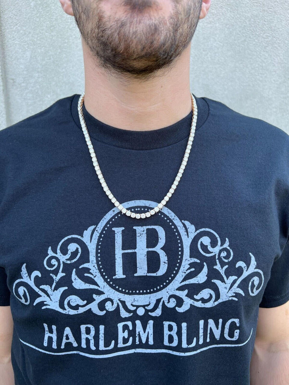 Real Solid 10k Yellow Gold 5mm Large Iced Moissanite Tennis Chain Necklace Mens