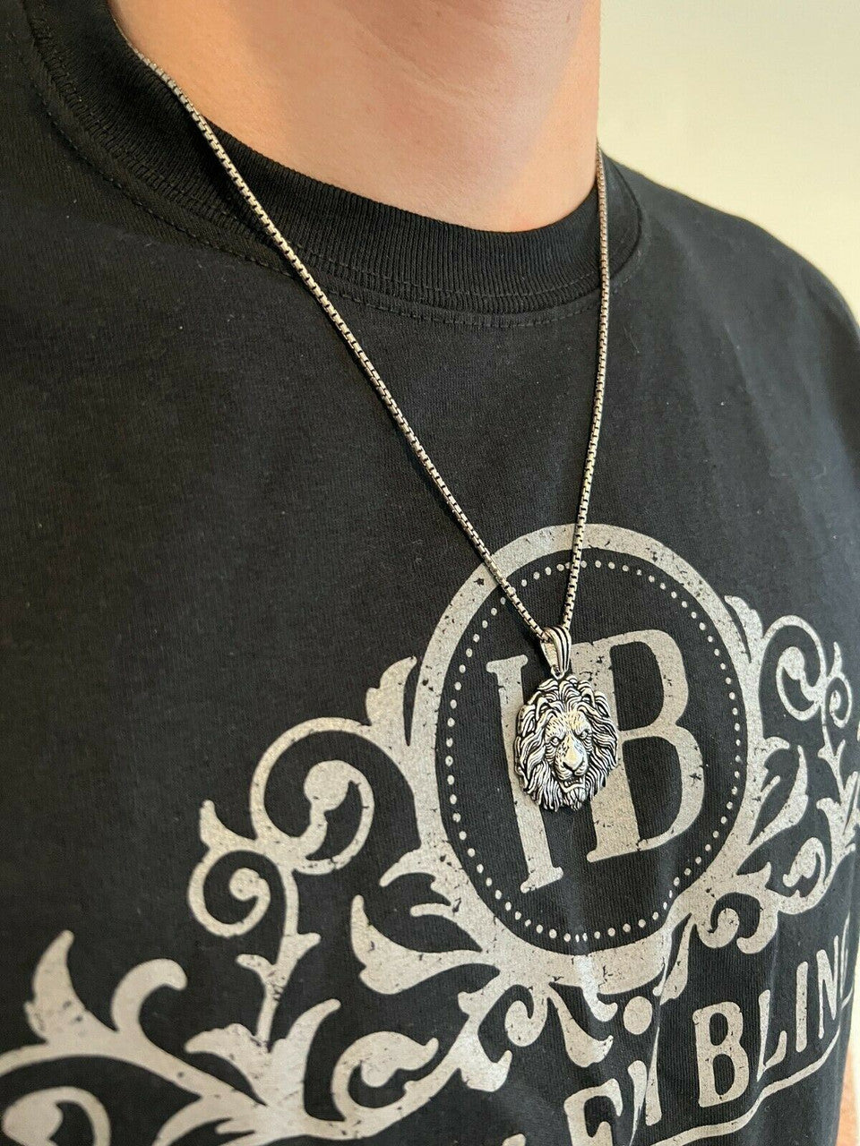 Real Solid 925 Sterling Silver / Gold Rasta African Lion Leo Pendant Necklace