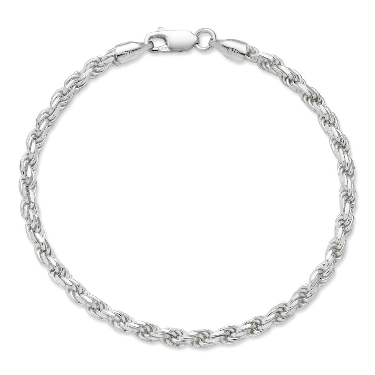 Real Solid 925 Sterling Silver Rope Bracelet 2mm-6mm Men's Women's