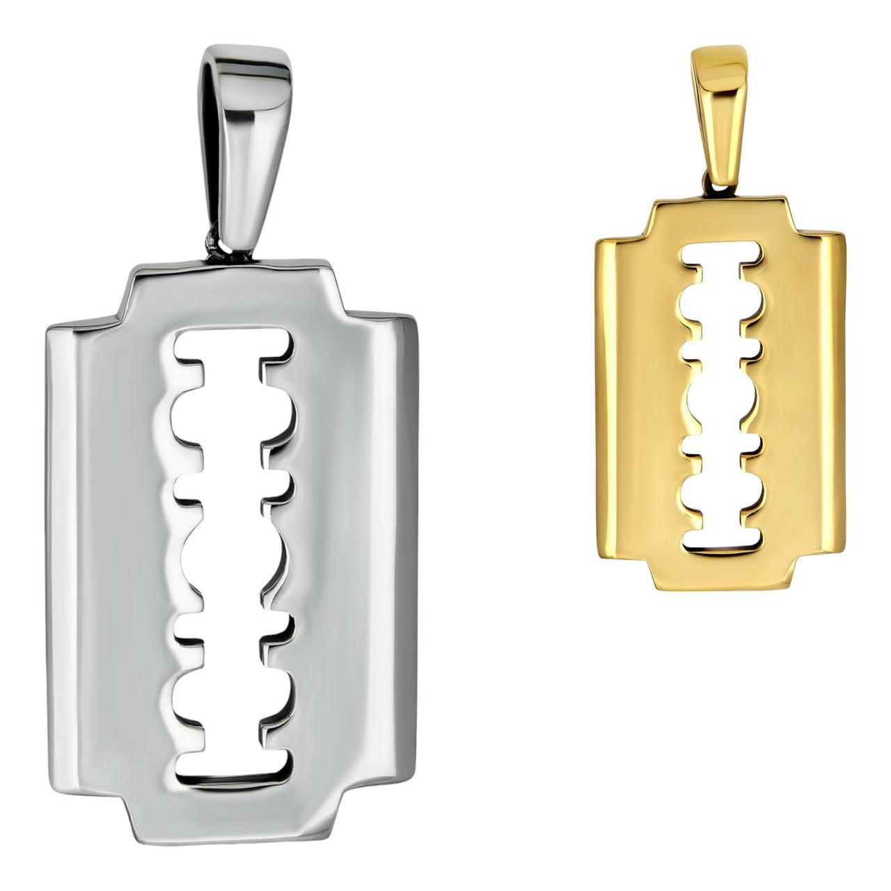 Razor Blade Emo Pendant - 14k Gold Vermeil Or 925 Silver - Medium