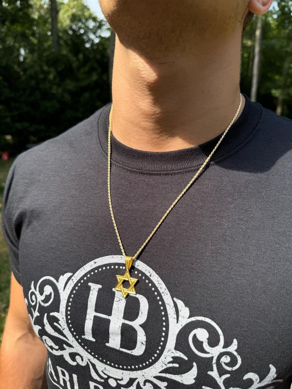 Silver Star Of David Jewish Star 925 Silver / 14k Gold Vermeil 1" Magen David Pendant