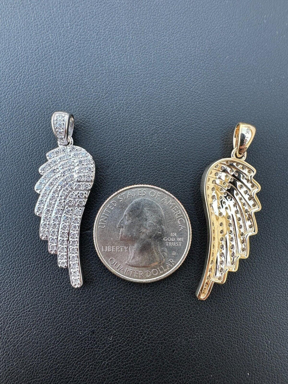 1.24ct Real Diamond Guardian Angel Wing Pendant Solid 14k Gold Necklace Pendant