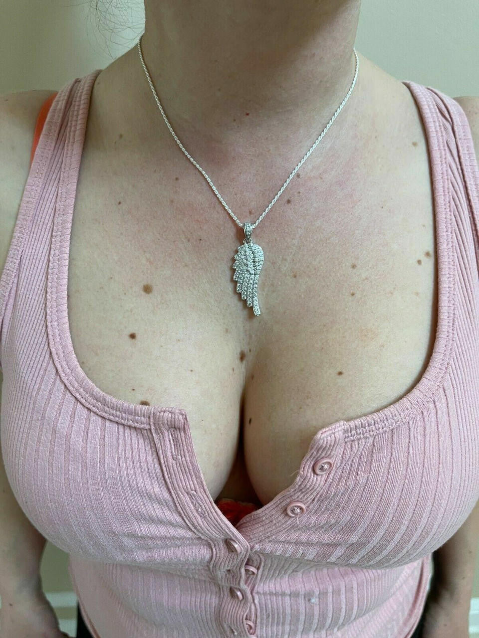 1.24ct Real Diamond Guardian Angel Wing Pendant Solid 14k Gold Necklace Pendant