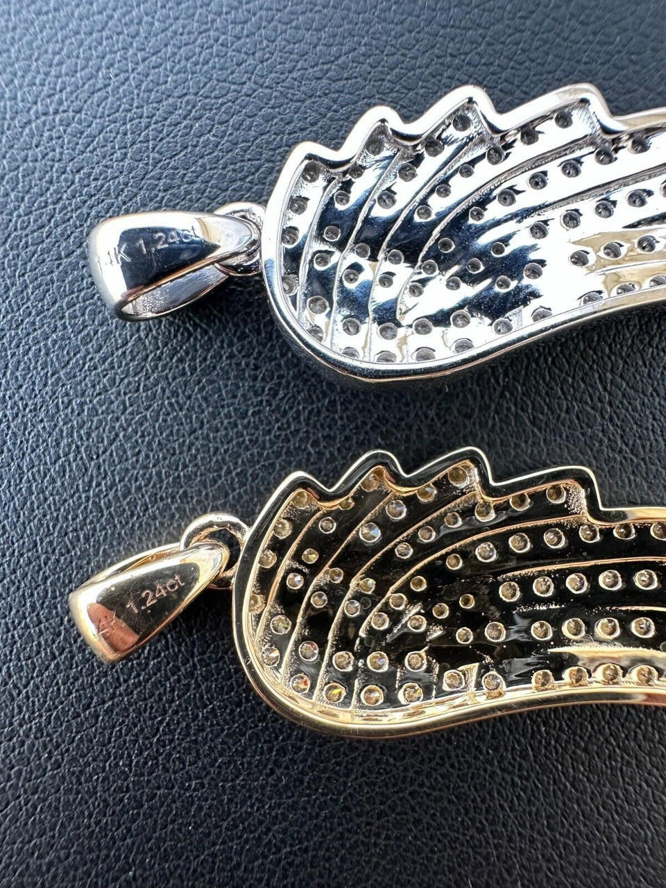 1.24ct Real Diamond Guardian Angel Wing Pendant Solid 14k Gold Necklace Pendant