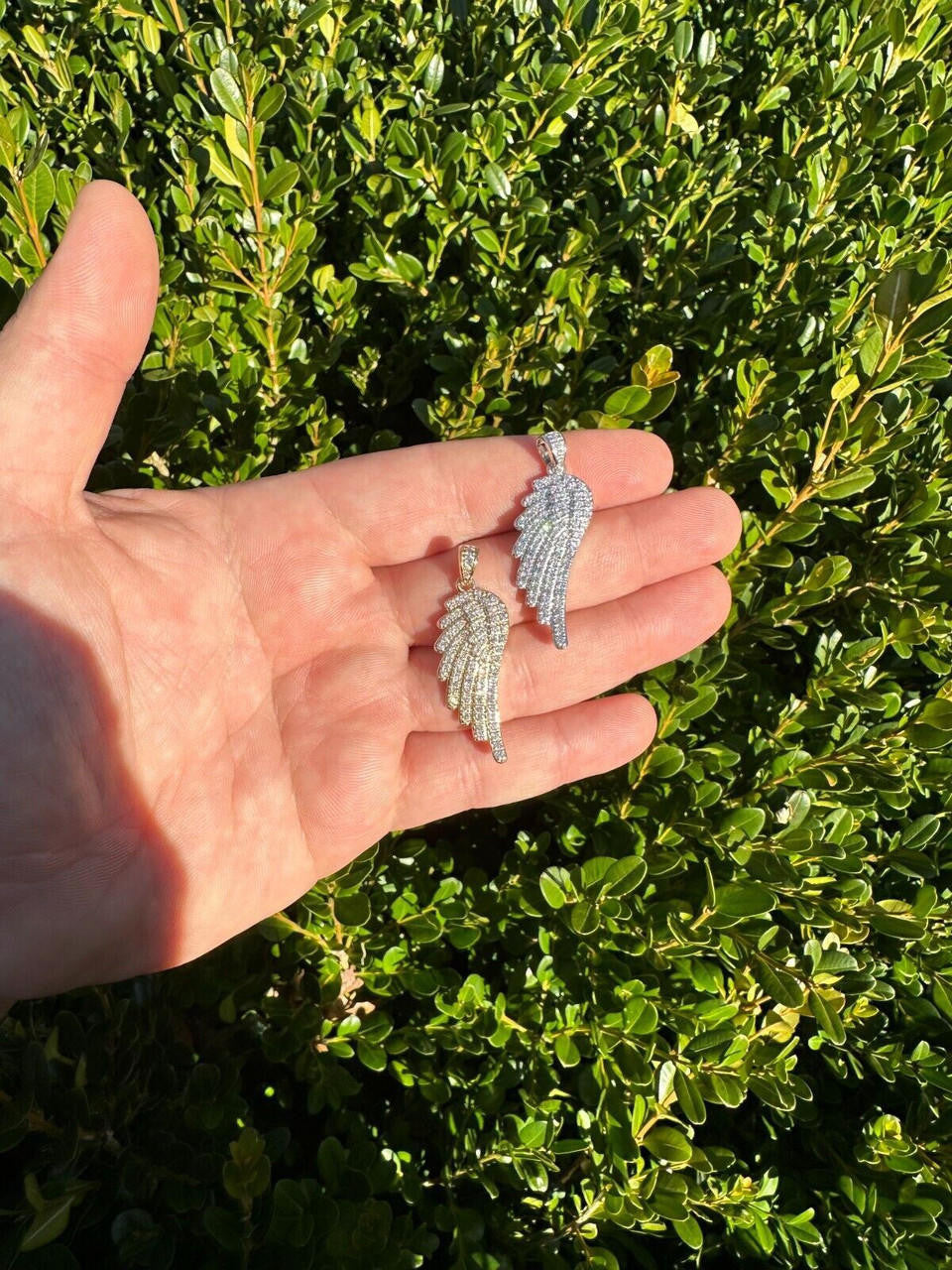 1.24ct Real Diamond Guardian Angel Wing Pendant Solid 14k Gold Necklace Pendant