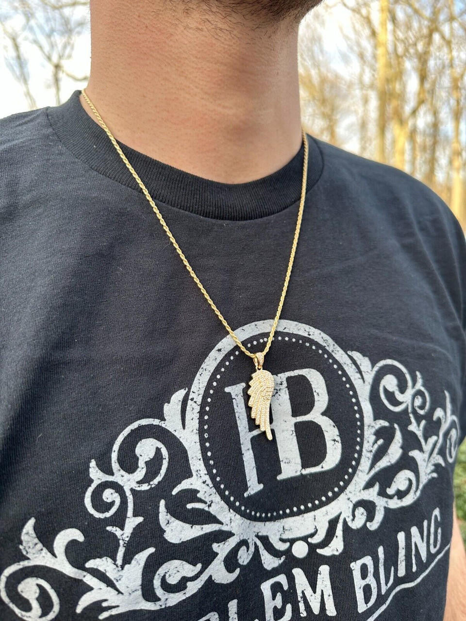 1.24ct Real Diamond Guardian Angel Wing Pendant Solid 14k Gold Necklace Pendant