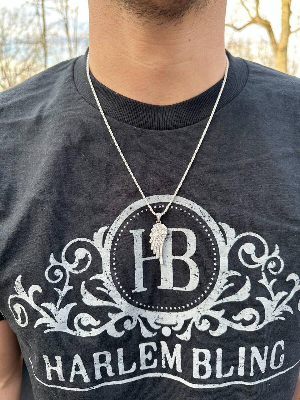 1.24ct Real Diamond Guardian Angel Wing Pendant Solid 14k Gold Necklace Pendant