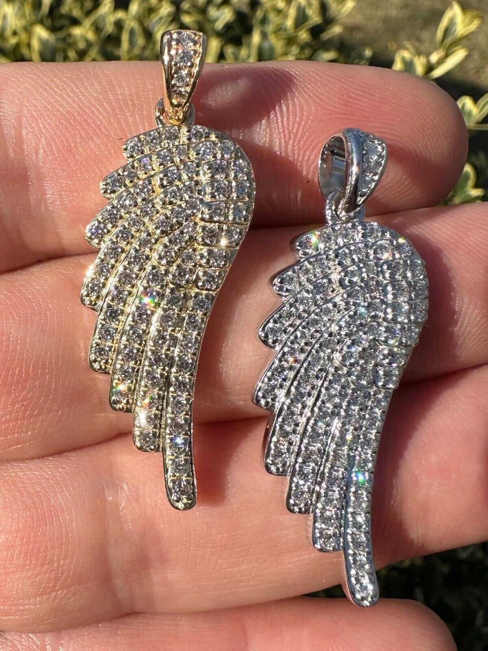 1.24ct Real Diamond Guardian Angel Wing Pendant Solid 14k Gold Necklace Pendant