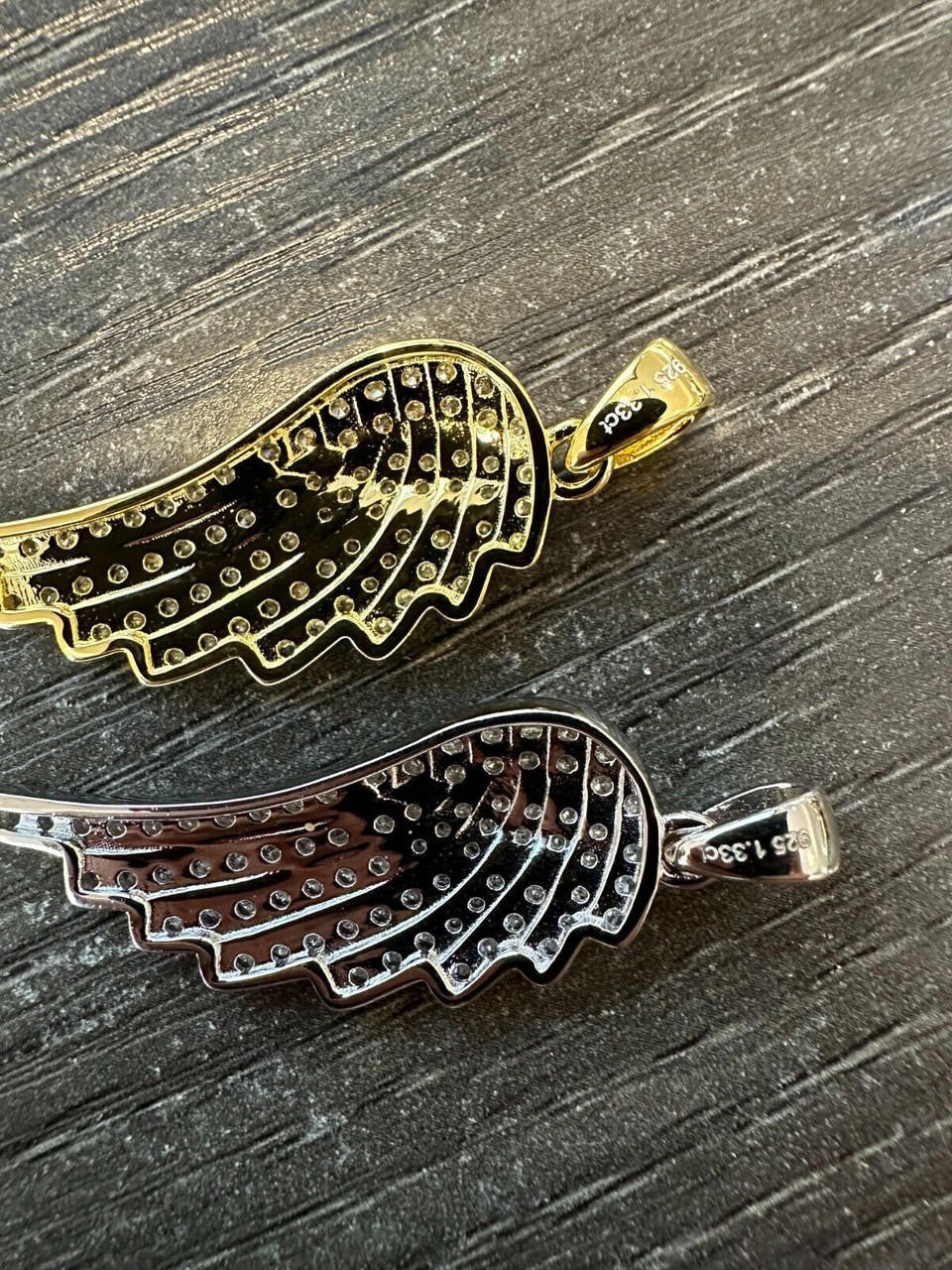 1.33ct Real Diamond Guardian Angel Wing Solid 925 14k Gold Necklace Pendant