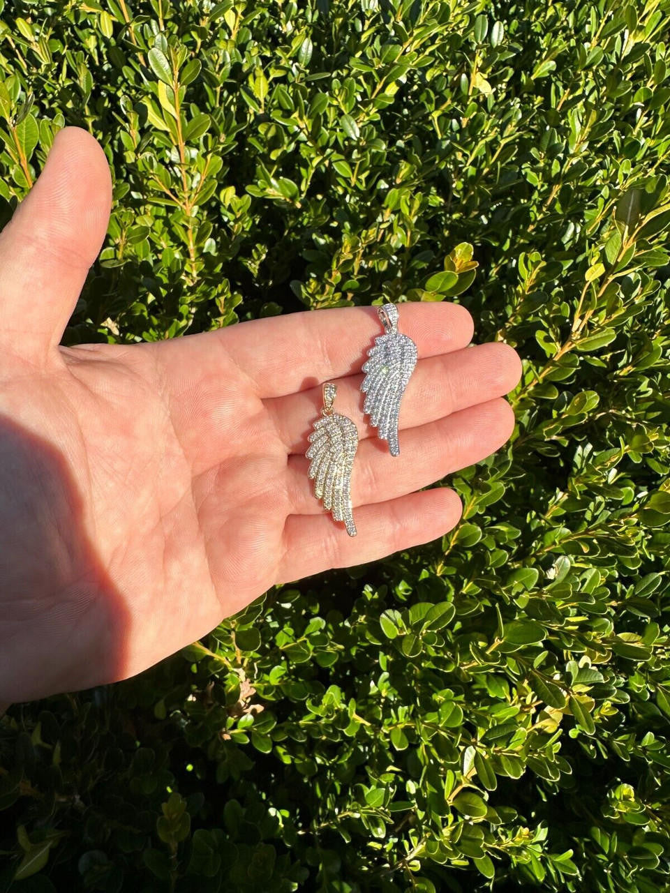 1.33ct Real Diamond Guardian Angel Wing Solid 925 14k Gold Necklace Pendant