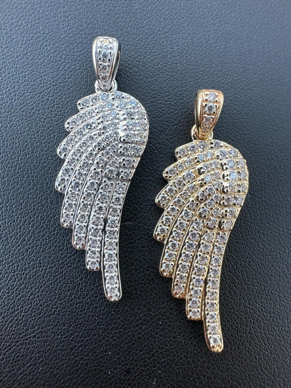 1.33ct Real Diamond Guardian Angel Wing Solid 925 14k Gold Necklace Pendant