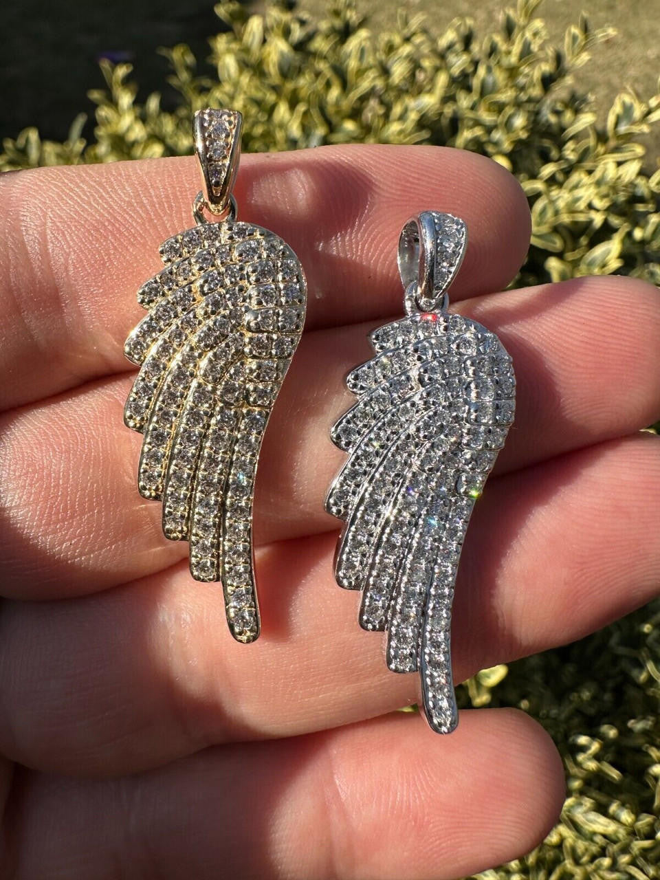 1.33ct Real Diamond Guardian Angel Wing Solid 925 14k Gold Necklace Pendant