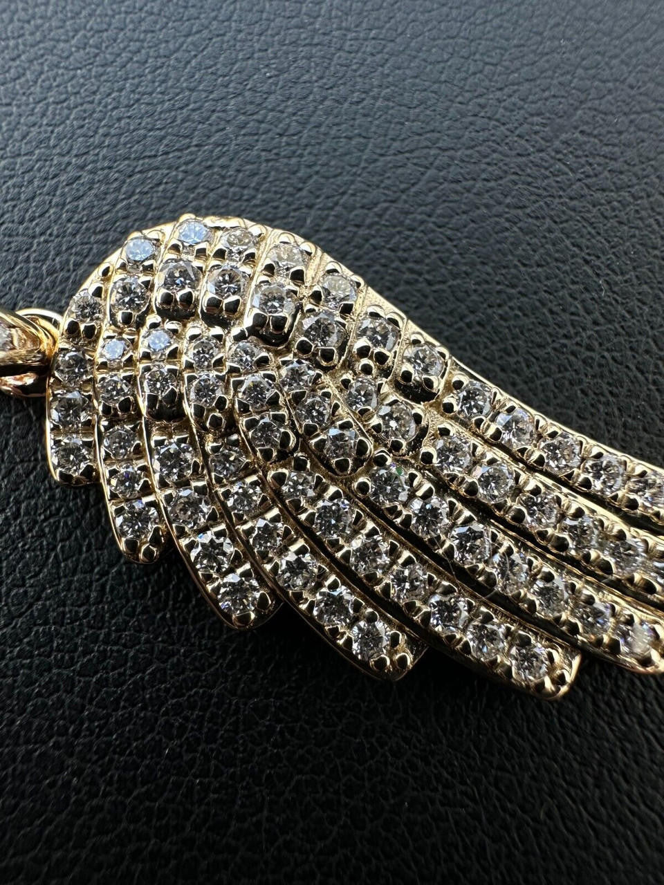 1.33ct Real Diamond Guardian Angel Wing Solid 925 14k Gold Necklace Pendant