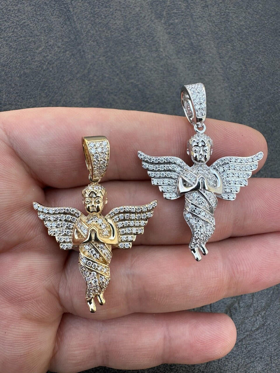 1.3ct Diamond Guardian Angel Cherub Pendant Solid 925 Silver Necklace Pendant