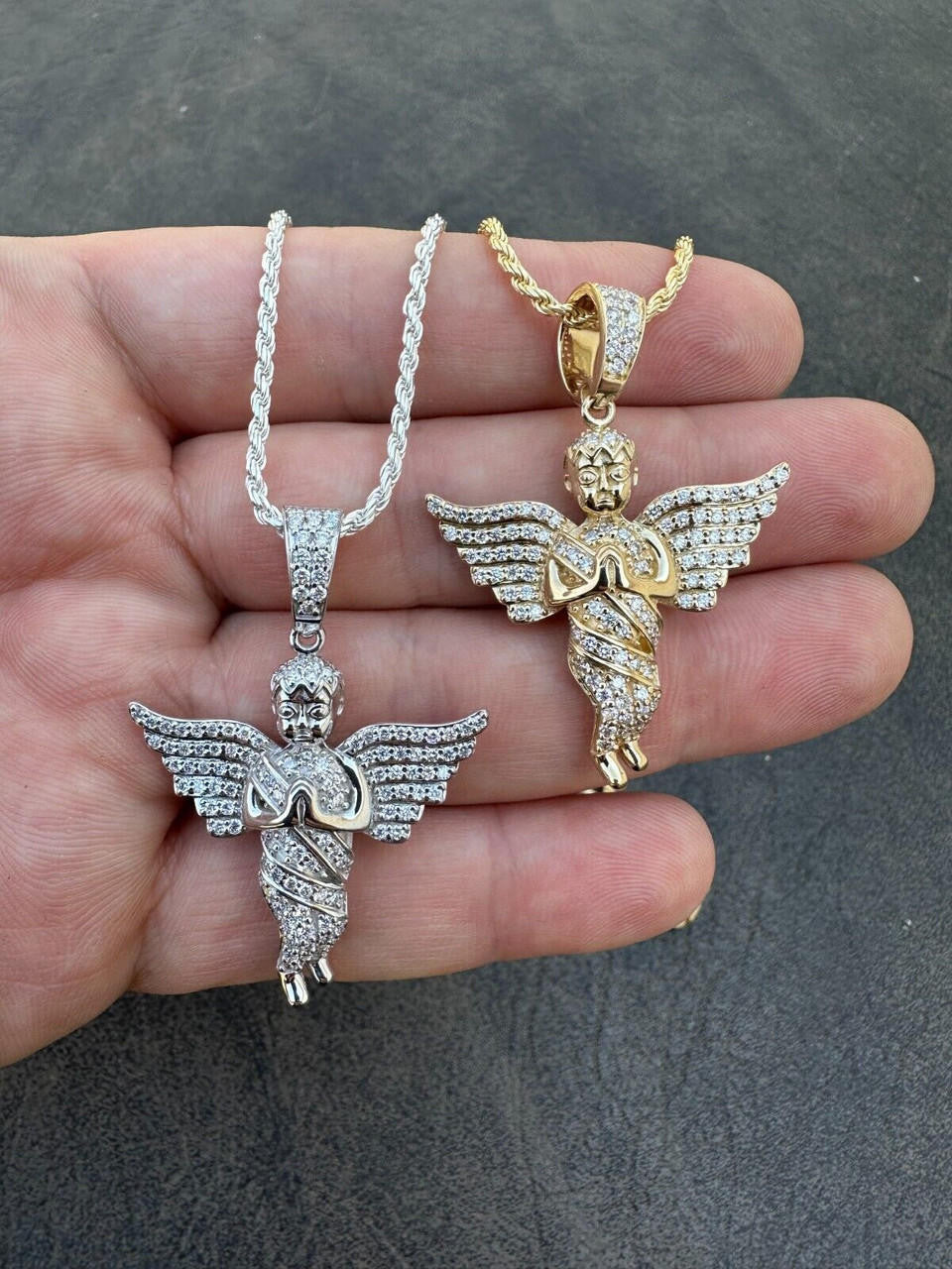 1.3ct Diamond Guardian Angel Cherub Pendant Solid 925 Silver Necklace Pendant