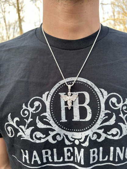 1.3ct Diamond Guardian Angel Cherub Pendant Solid 925 Silver Necklace Pendant