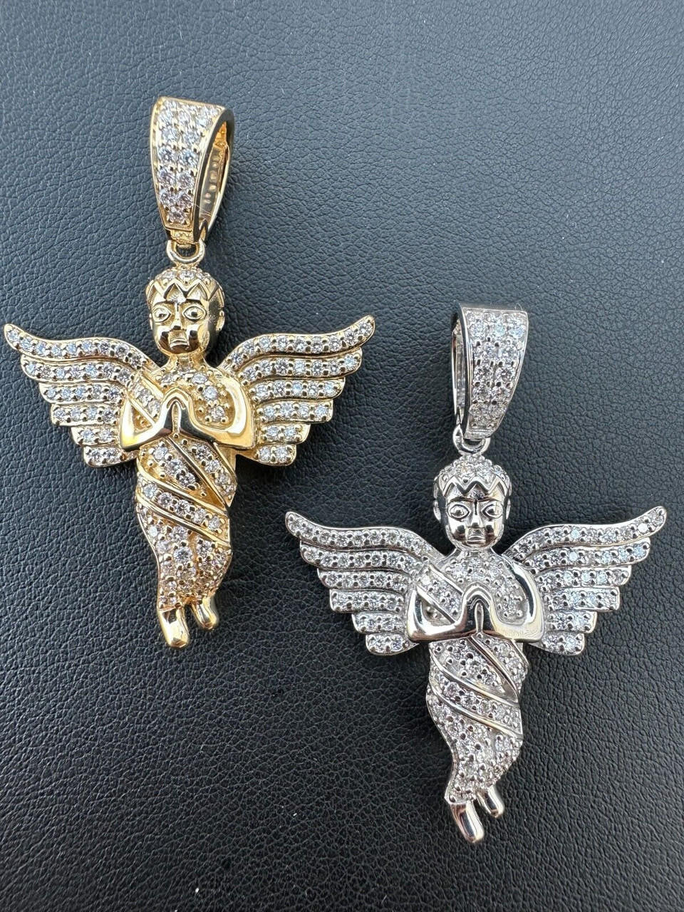 1.3ct Diamond Guardian Angel Cherub Pendant Solid 925 Silver Necklace Pendant