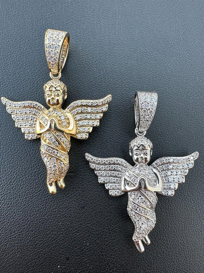 1.3ct Diamond Guardian Angel Cherub Pendant Solid 925 Silver Necklace Pendant