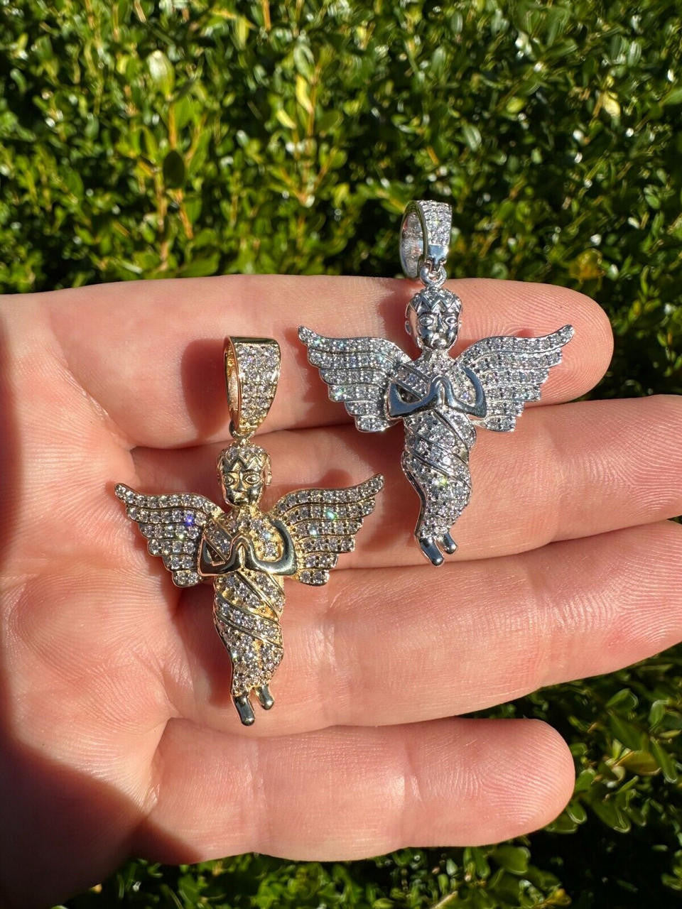 1.3ct Diamond Guardian Angel Cherub Pendant Solid 925 Silver Necklace Pendant