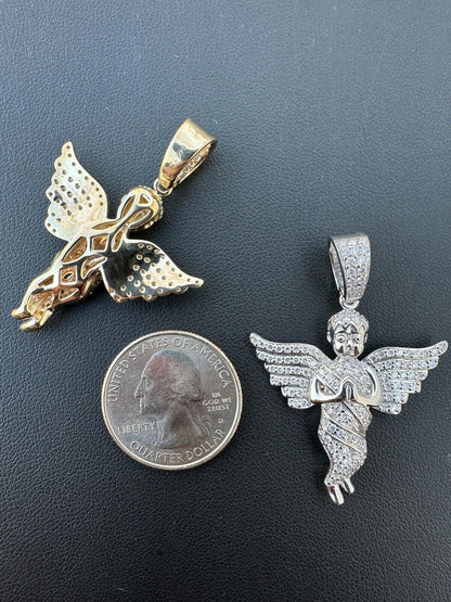 1.3ct Diamond Guardian Angel Cherub Pendant Solid 925 Silver Necklace Pendant