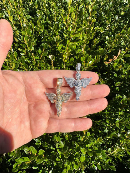 1.3ct Diamond Guardian Angel Cherub Pendant Solid 925 Silver Necklace Pendant