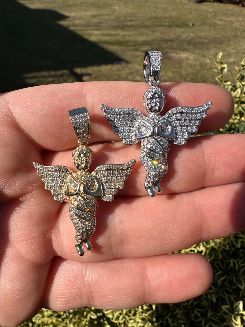 1.3ct Diamond Guardian Angel Cherub Pendant Solid 925 Silver Necklace Pendant
