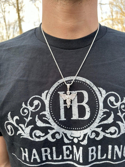 1.3ct Real Diamond Guardian Angel Cherub Pendant Solid 14k Gold Necklace Pendant