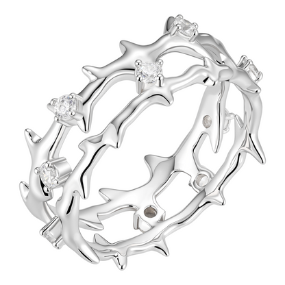 MOISSANITE Crown Of Thorns Eternity Band Ring - 925 Silver