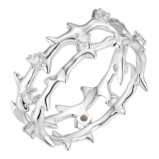 MOISSANITE Crown Of Thorns Eternity Band Ring - 925 Silver