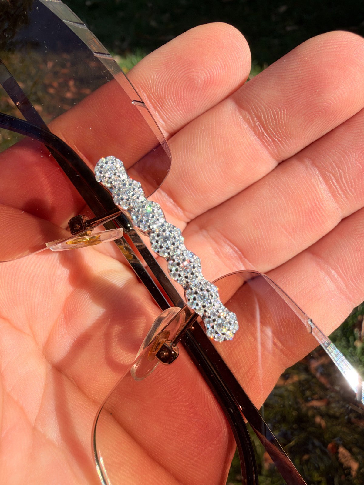 MOISSANITE Cluster Custom Iced Out Sunglasses - 925 Silver Buffs - Light Brown