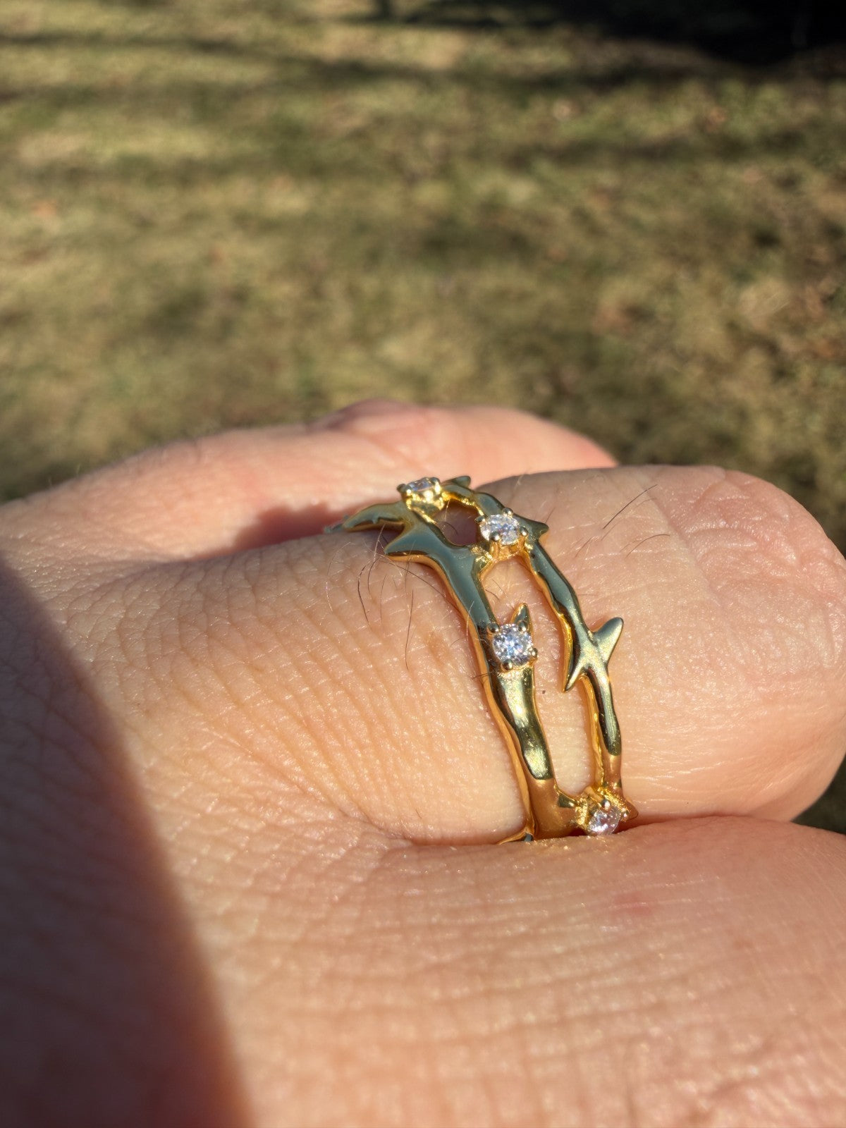 MOISSANITE Crown Of Thorns Eternity Band Ring - 14k Gold Vermeil 925 Silver