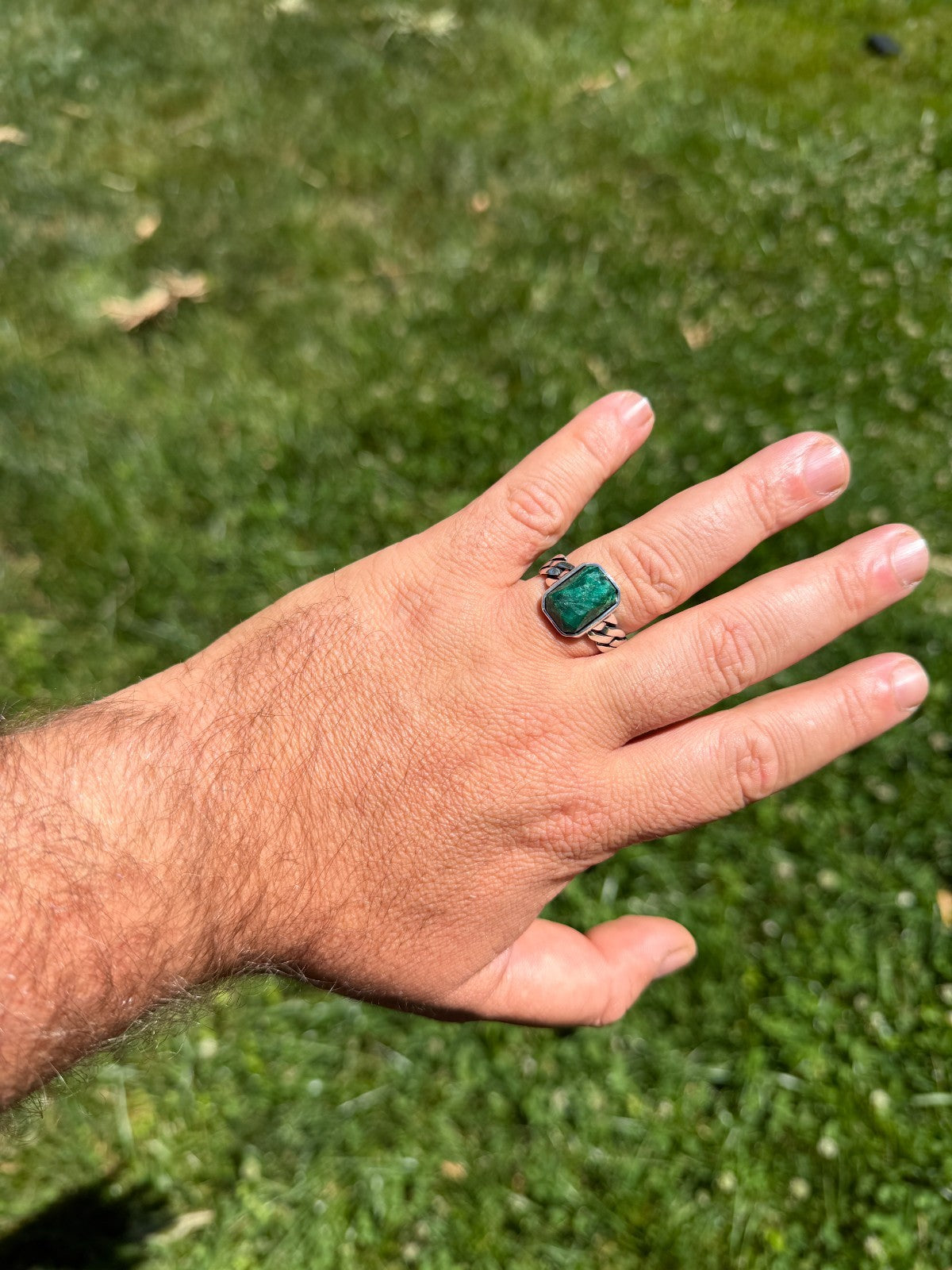 Havana Cuban Ring - 925 Silver - Genuine Green Emerald Stone