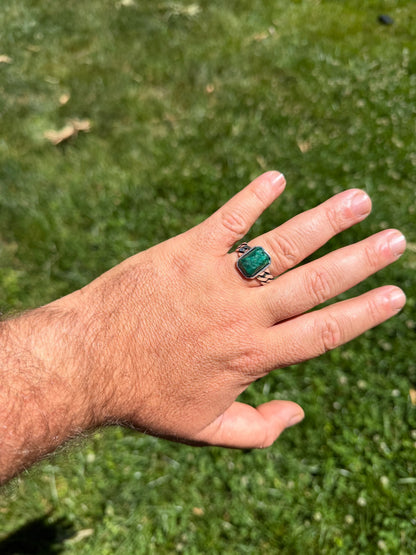 Havana Cuban Ring - 925 Silver - Genuine Green Emerald Stone