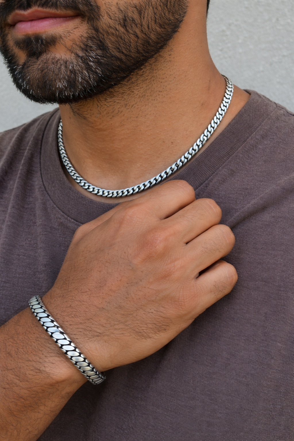 Custom 3 Link Miami Cuban Python Bracelet - Oxidized 925 Sterling Silver - 7"-9" - 12mm