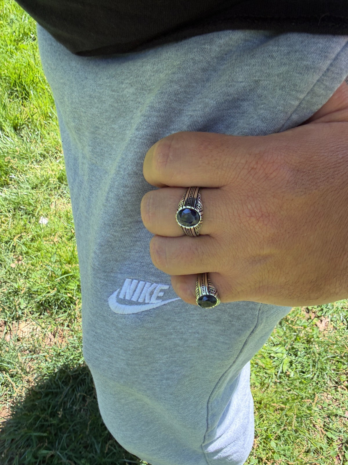Navajo Tribe Ring - 925 Silver Oxidized - Genuine Blue Sapphire Stone