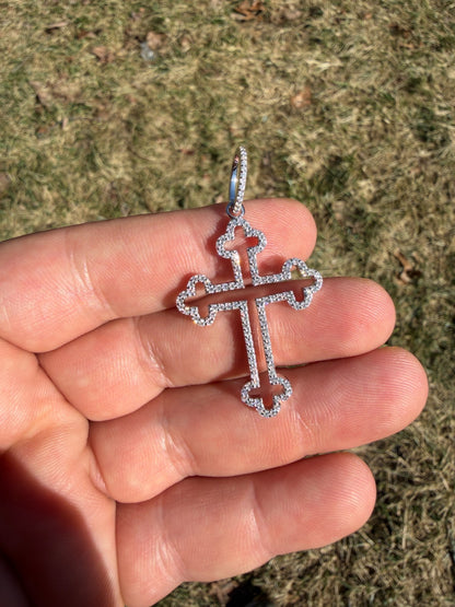MOISSANITE Gothic Cross Cutout Pendant - 925 Silver - 3 Sizes 1.33"-3"