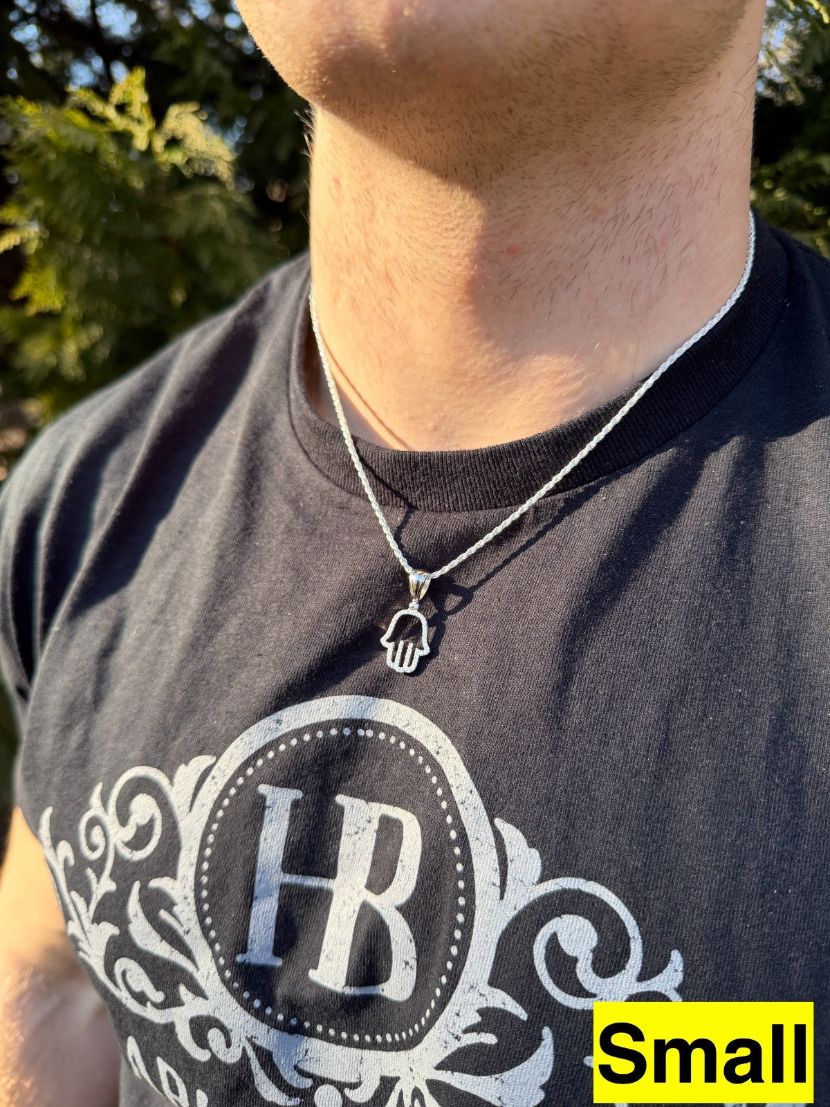 MOISSANITE Hamsa Cutout Pendant - 925 Silver - 3 Sizes 1.25"-2.75"