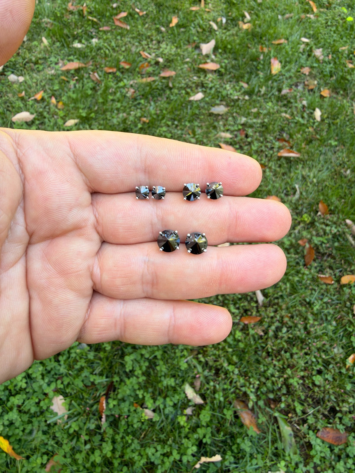 Black MOISSANITE Upside Down Reverse Set Stud Earrings - 925 Silver - 5mm-8mm - 1-4ct