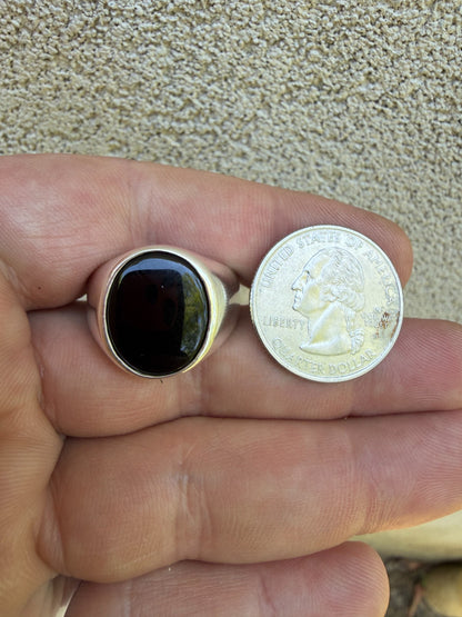 Shadow Boss Ring - 925 Silver - Genuine Black Onyx Stone