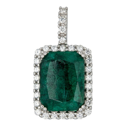 MOISSANITE Royalty Green Phantom Pendant - 925 Silver - Green Emerald Stone