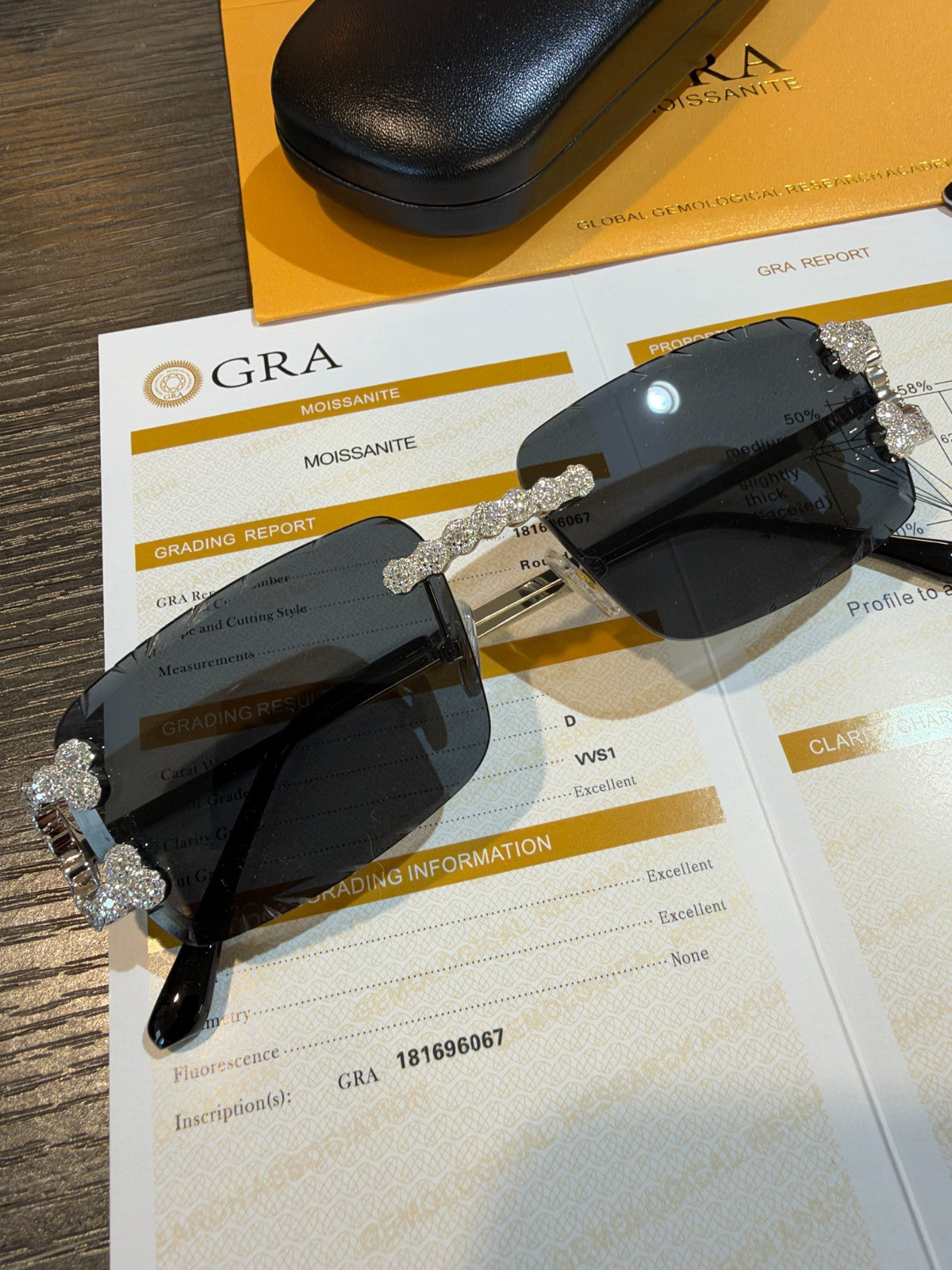 MOISSANITE Cluster Custom Iced Out Sunglasses - 925 Silver Buffs - Black
