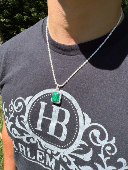 MOISSANITE Royalty Green Phantom Pendant - 925 Silver - Green Emerald Stone